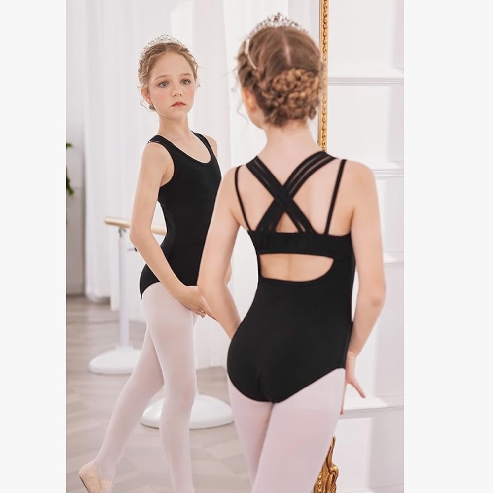 Girls Gymnastic Leotard Ballet Dance Crisscross Straps Sleeveless One Piece‌‌‌
